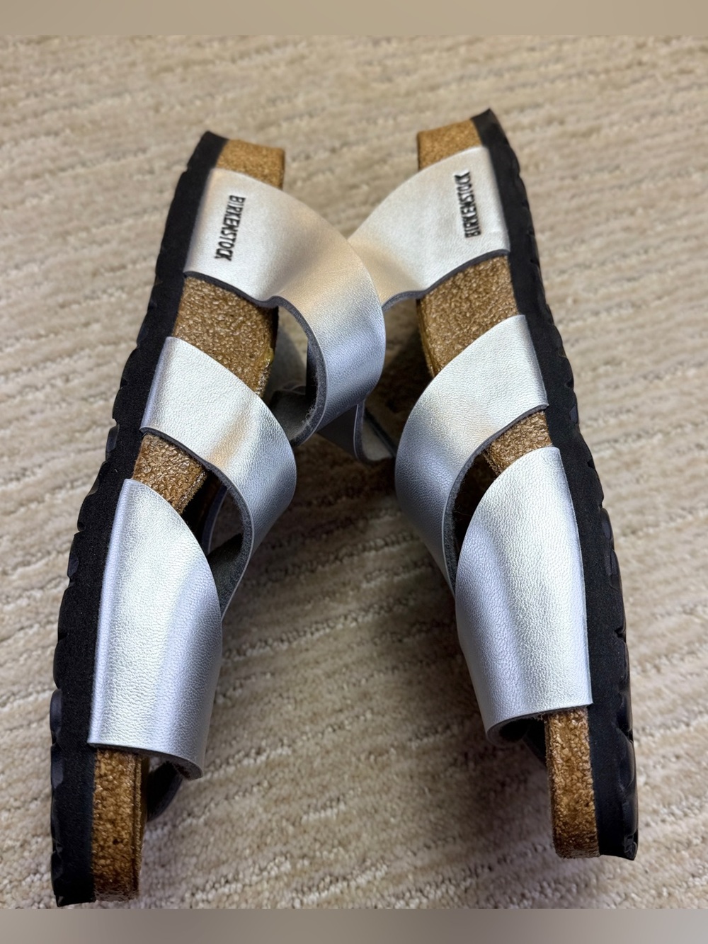 Like new Birkenstock Pisa metallic silver strap sandals - Picture 4 of 12